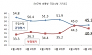 박대통령 지지율 45%, 하락세 멈춰