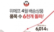 위메프 4월 배송상품 6000개 돌파