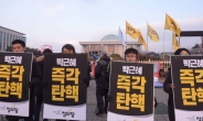 [탄핵 D-Day]국회 앞 가보니…탄핵 찬성 시민도, 반대 시민도 ‘애국가 합창’