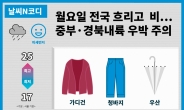 [날씨N코디] 월요일 전국 비…중부·경북내륙 우박 주의