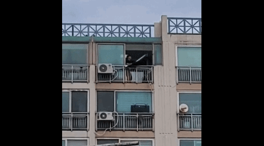 [영상]20대男, 9층 아파트에서 1시간동안 살림살이 내던져