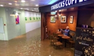 통큰 홍콩노인 화제...홍수로 침수된 스타벅스서 태연하게 신문 열독