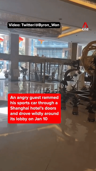 [영상] “미쳤어!”...호텔 로비 스포츠카로 쳐들어간 남성이 ‘돌아버린’ 이유는 [차이나픽]