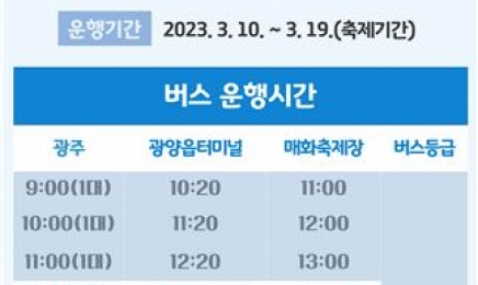 광양매화축제 10일 간 운행될 임시버스 노선 확정