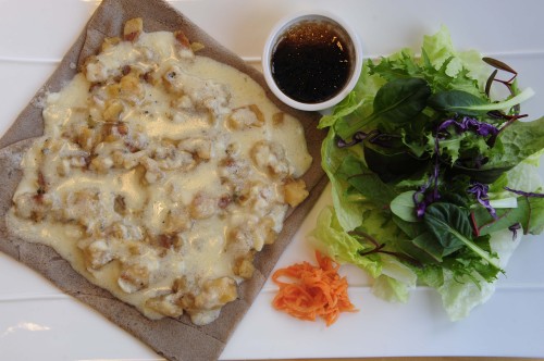 La Celtique’s La Tartiflette, a marriage of Gruyere, potatoes, bacon and onions over a 100 percent buckwheat crepe, is a meal in itself  (Park Hae-mook/The Korea Herald)