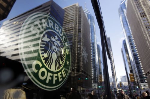 In this photo taken in 2010, a Starbucks logo is displayed at a store in Philadelphia. (AP-Yonhap News)