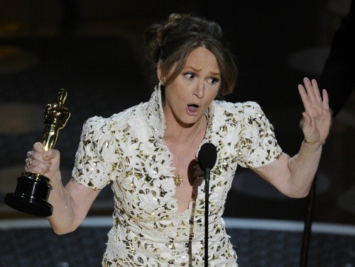 Melissa Leo accepts the Oscar for best actress in a supporting role for 