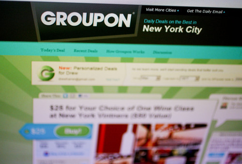 The Groupon website is displayed on a computer monitor. (Bloomberg)