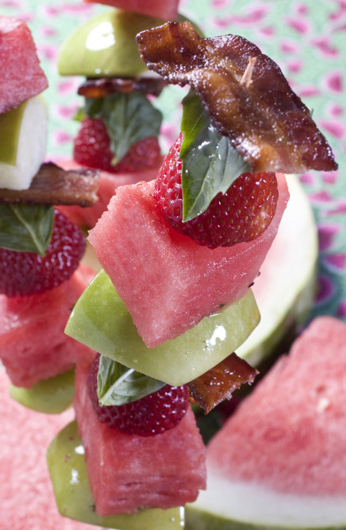 Watermelon salad with basil and bacon in Concord, New Hampshire.  (AP)