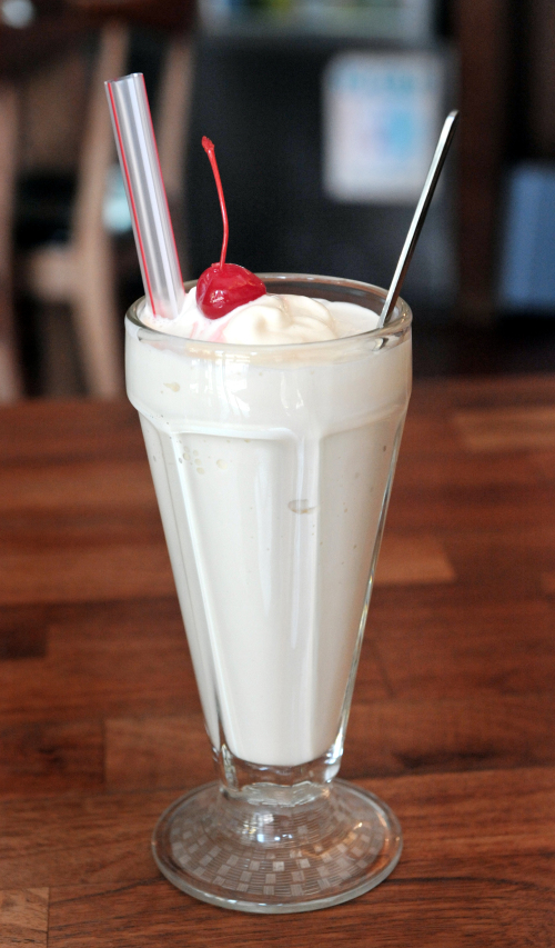Brooklyn the Burger Joint’s Vanilla Classic Milkshake keeps it authentic by garnishing the thick and plush beverage with a ruby red cherry. (Chung Hee-cho/ The Korea Herald)