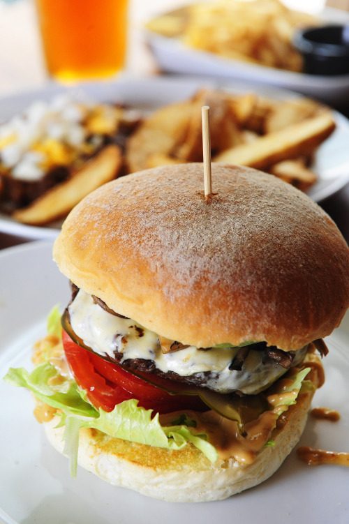 Swiss cheese adorns Burger B’s succulent mushroom burger(Park Hae-mook/The Korea Herald)
