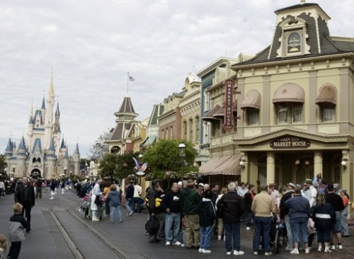 Cinderella`s Castle(left) is seen at the end of Main Street USA at Walt Disney World in Lake Buena Vista, Florida. (AFP)