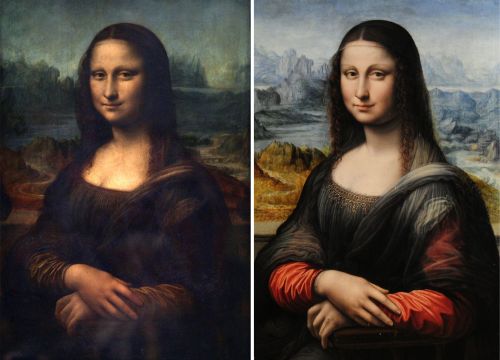 “Mona Lisa” painted by Leonardo da Vinci (left) and a authenticated contemporary copy of the masterpiece. (AFP-Yonhap News)