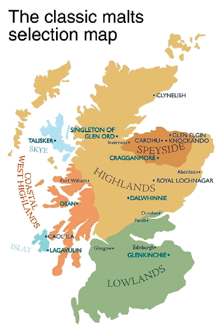 Scotland has six major single malt regions: Speyside, the Highlands ...