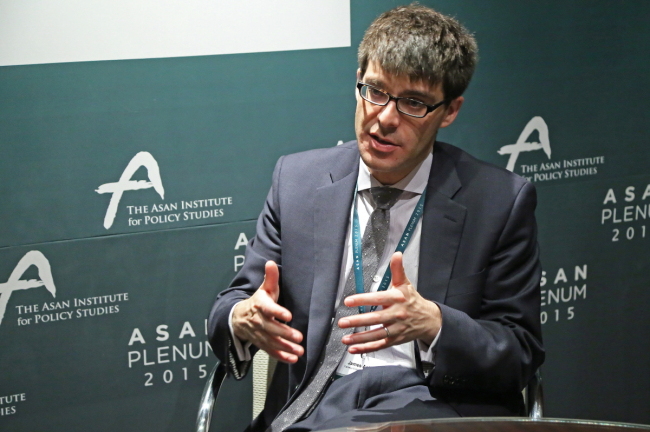 James Acton, codirector of the nuclear policy program at the Carnegie Endowment for International Peace, speaks during an interview with The Korea Herald on the sidelines of the Asan Plenum hosted by the Asan Institute for Policy Studies in Seoul last week. (Asan Institute for Policy Studies)