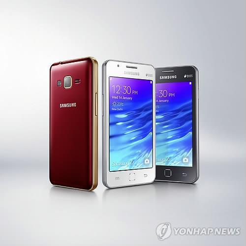 Samsung Electronics‘ Z1 smartphone running on the Tizen operating system. (Yonhap)