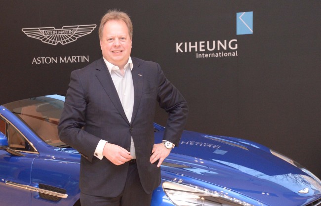 Aston Martin CEO Andy Palmer poses at the Aston Martin Kiheung International`s showroom in southern Seoul on Tuesday. Chung Hee-cho/The Korea Herald
