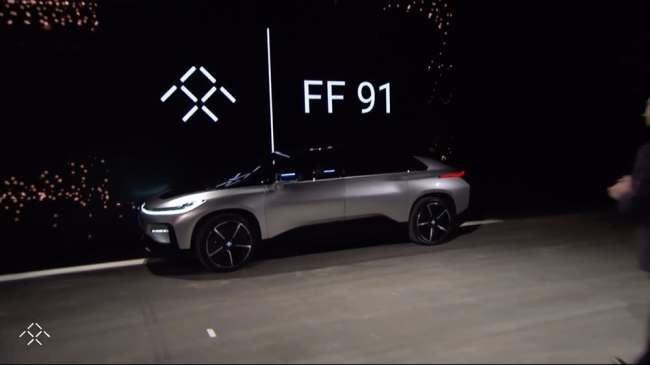Faraday Future, a Chinese-backed startup that focus on electric car development, unveiled the world’s fastest self-driving electric car lineup, dubbed the FF91. (Faraday Future)