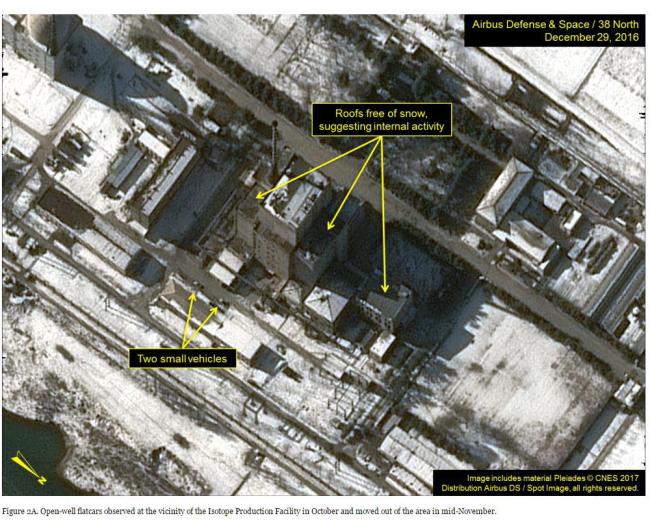 Satellite image from the 38 North website showing North Korea's nuclear reactor facility (Yonhap)