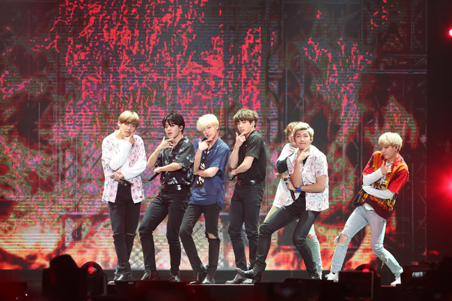 Bangtan Boys (BTS) performs at the KCON 2016 event held at the Prudential Center, New York, June 25, 2016. (CJ E&M)