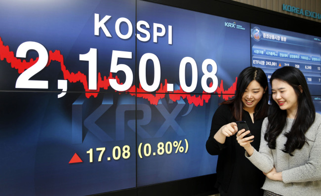 South Korea’s benchmark Kospi closed up 0.80 percent to a 23-month high of 2,150.08 points on Thursday. (KRX)