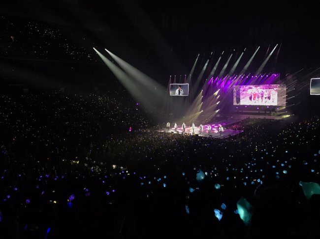 BTS performs its “2017 BTS Live Trilogy Episode III The Wings Tour” concert in Newark, New Jersey, on Friday.(BTS Twitter account)