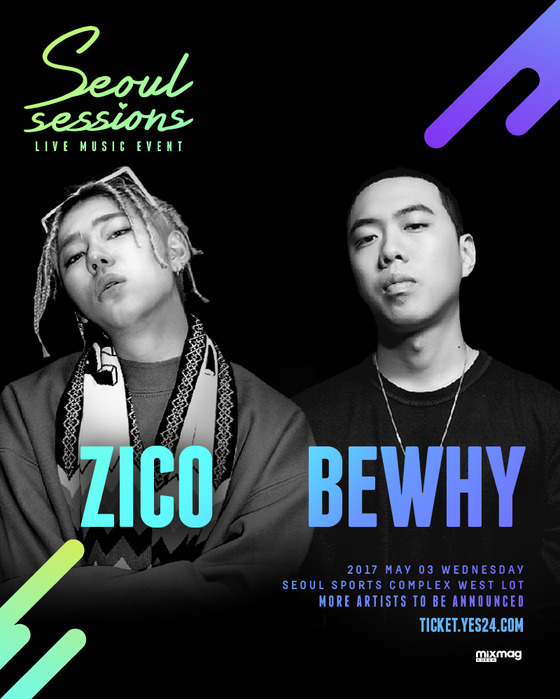 The “Seoul Sessions Live Music Event 2017” poster showing Zico (left) and BewhY as headliners. (Mixmag Korea)
