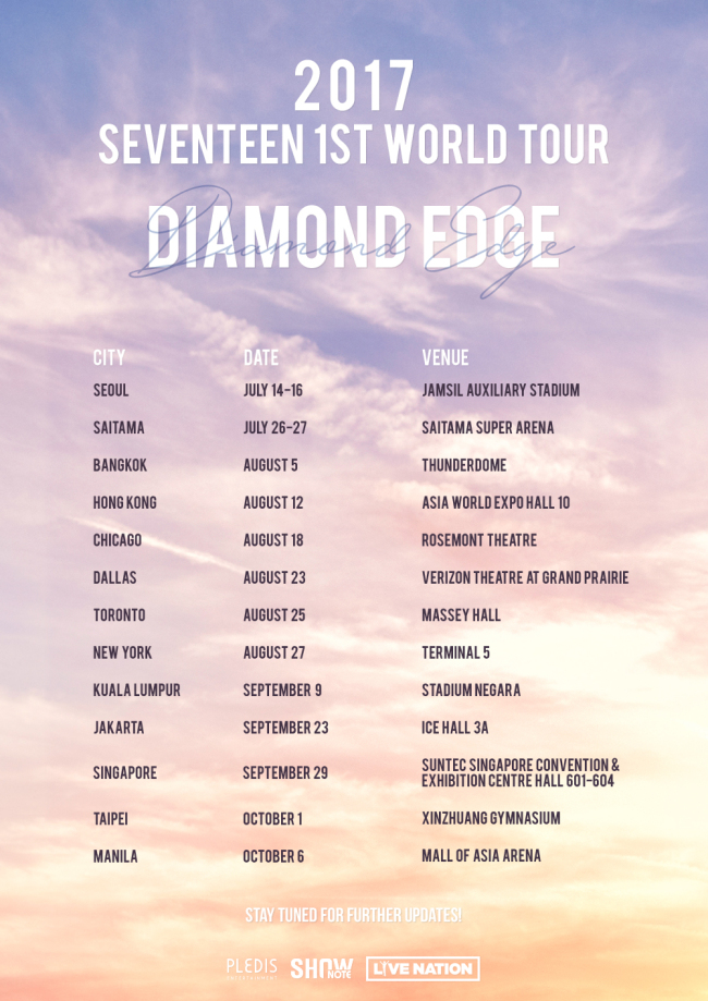 A poster for “2017 Seventeen 1st World Tour Diamond Edge” (Pledis Entertainment)