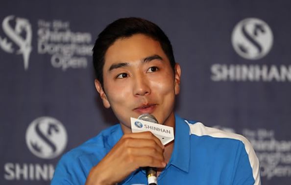 South Korean golfer Bae Sang-moon speaks during a press conference for Shinhan Donghae Open at Bear`s Best Cheongna Golf Club in Incheon on Sept. 13, 2017. (Yonhap)