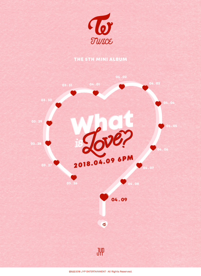 A promotional image for Twice’s upcoming EP “What is Love” (JYP Entertainment)