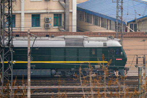 A train believed to be carrying a senior North Korean delegation leaves the Beijing Railway Station in Beijing, China March 27, 2018. (REUTERS - Yonhap)