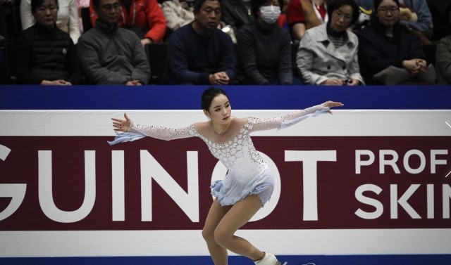 In this Associated Press photo, Lim Eun-soo of South Korea performs her short program during the International Skating Union (ISU) World Figure Skating Championships at Saitama Super Arena in Saitama, Japan, on March 20, 2019. (Yonhap)