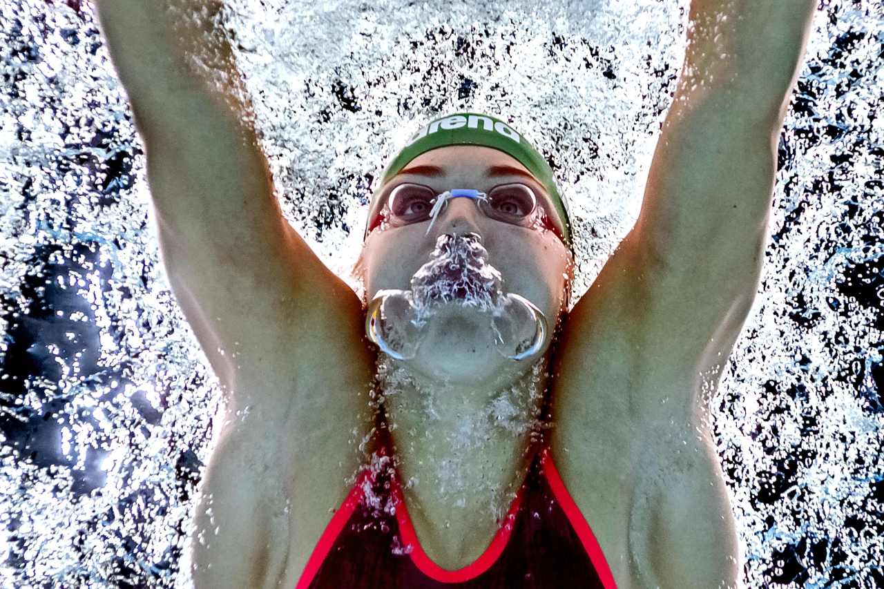 In this file photo taken with an underwater camera on July 29, 2017, Lithuania's Ruta Meilutyte competes in a heat of the women's 50m breaststroke during the swimming competition at the 2017 FINA World Championships in Budapest. - Lithuanian swimmer Ruta Meilutyte announced her retirement on Wednesday, May 22, 2019 at the age of 22, ending her impressive career in which she became Olympic and world champion. (AFP)