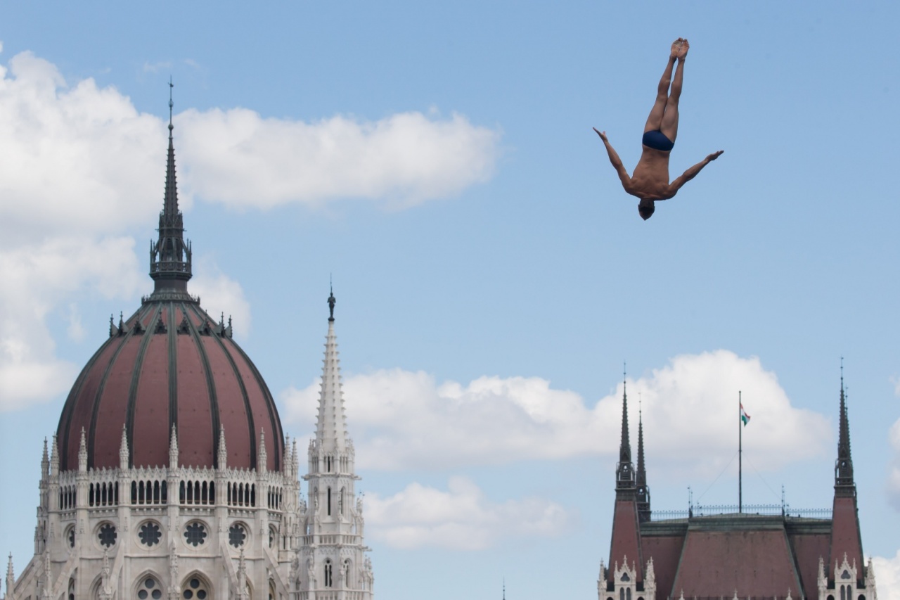 A high diver performs during the 2017 World Aquatics Championships in Budapest. (Organizing Committee of 2019 FINA World Championships)