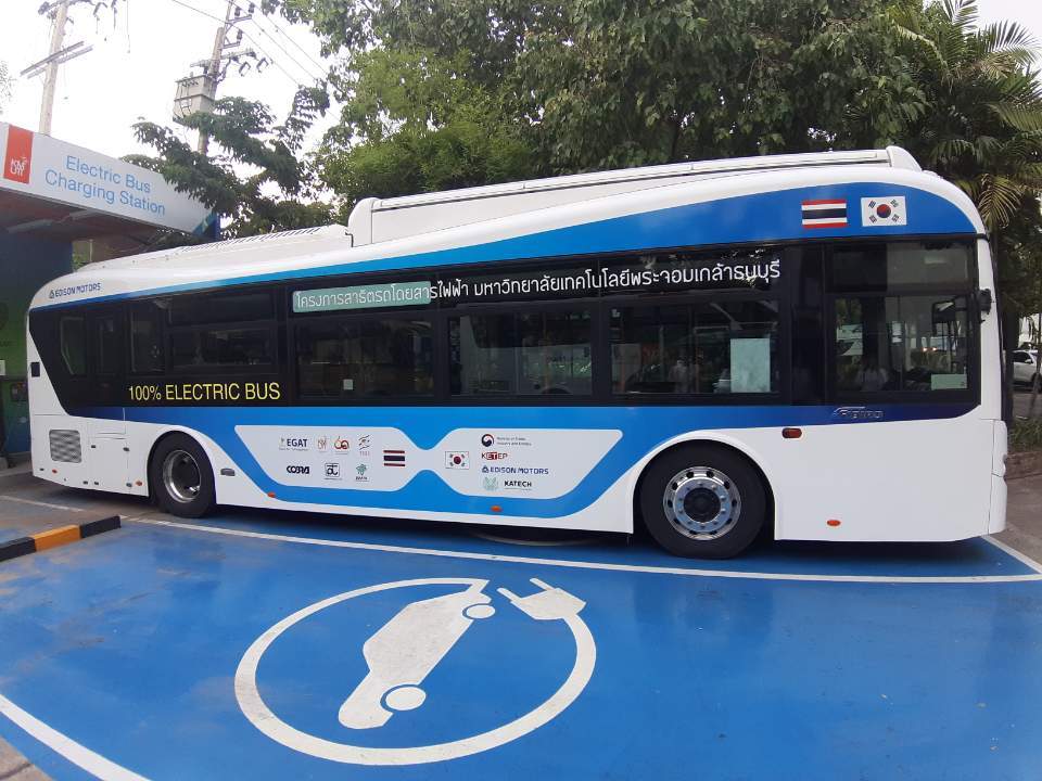 An electric bus, part of a pilot project between Korea and Thailand (Shin Ji-hye/The Korea Herald)