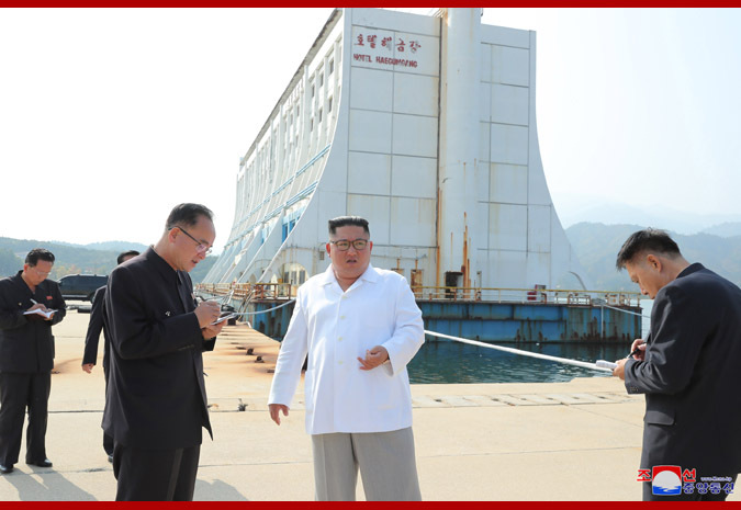 North Korean leader Kim Jong-un inspects the Kumgangsan tourist resort on the east coast. (KCNA)