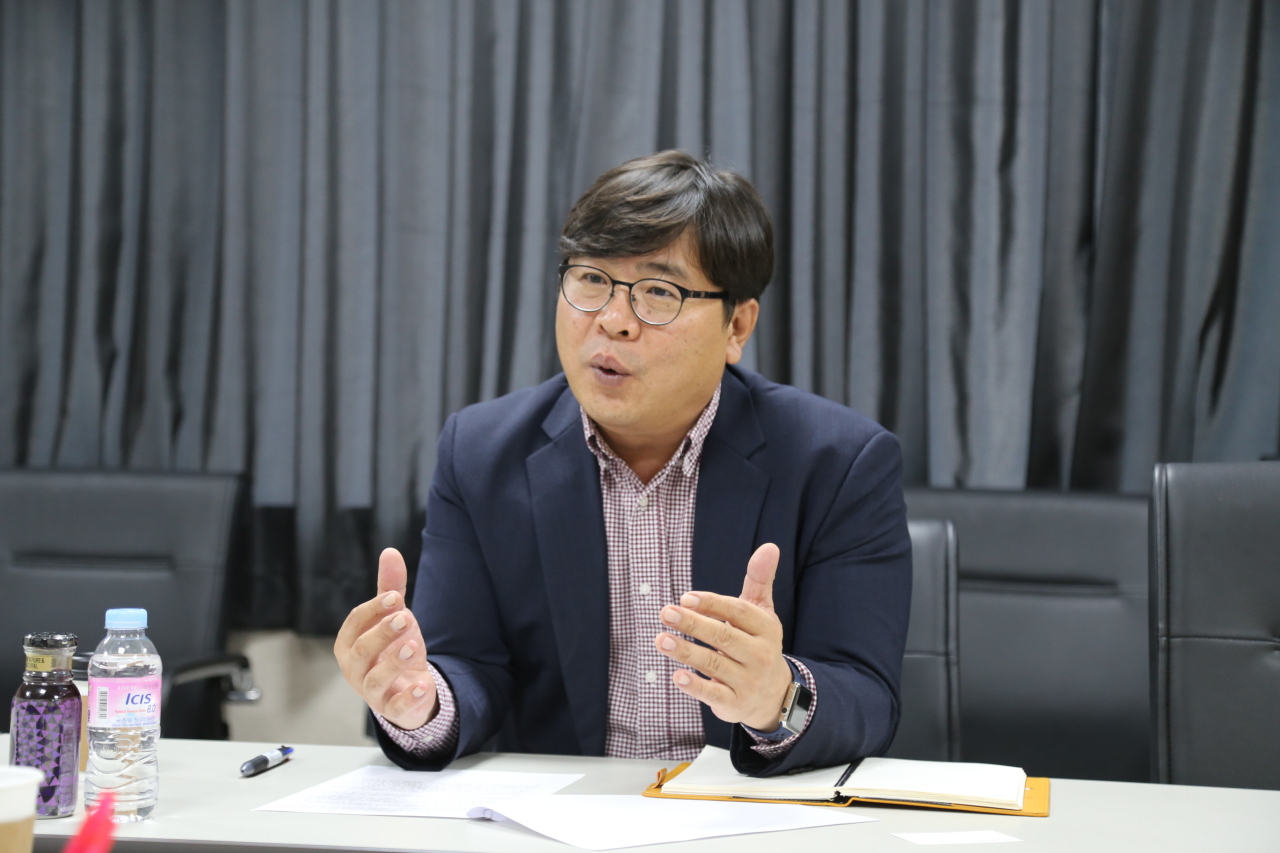 Choi Hak-jong, head of research and development at World Institute of Kimchi, speaks during an interview earlier this month. (World Institute of Kimchi)