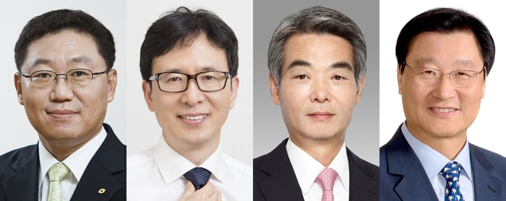 Candidates for the fifth KOFIA chairman election: Daishin Securities CEO Na Jae-chul (left), Hana Financial Investment Executive Managing Director Seo Jae-ik (second to the left), former IBK Securities CEO Shin Seong-ho (third to the left) and KTB Asset Management Vice Chairman Jung Ki-seung (from each firm)