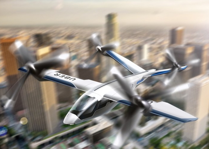 An image of California-based aircraft maker Overair’s electric takeoff and landing, or eVTOL, vehicle. (Overair)