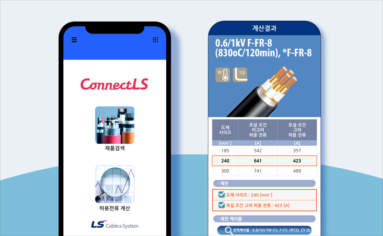 LS Cable & System’s mobile application, ConnectLS, that recommends cables (LS Cable & System)