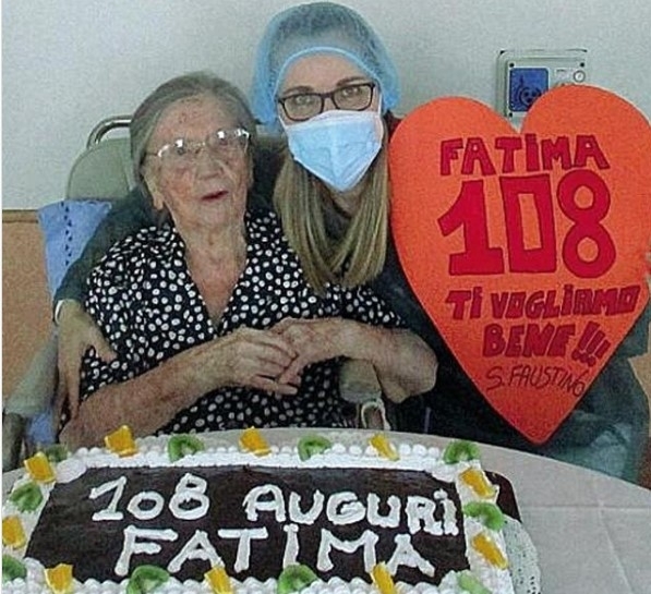 밀라노 요양원서 108번째 생일을 맞은 파티마 네그리니(이탈리아 일간 '코리에레 델라 세라' 인스타그램-연합뉴스)