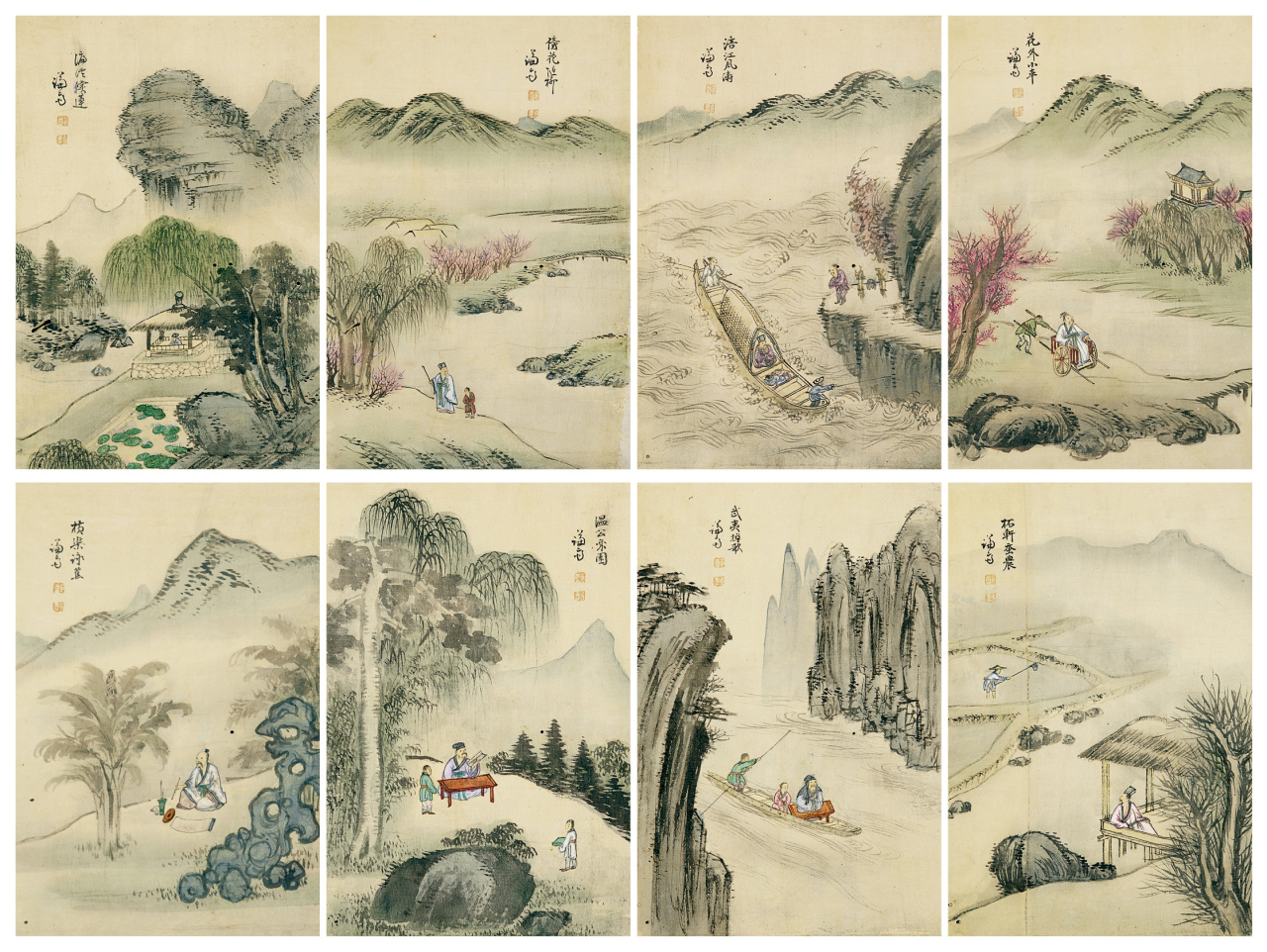Songyu palhyeondo (eight Confucian scholars of the Song dynasty) by Jeong Seon from the painting album designated as Treasure 1796 (K Auction)