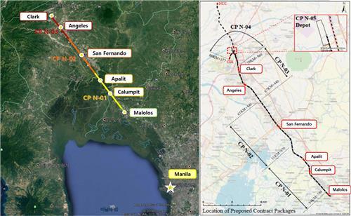 The location of a railway to be constructed over the next four years in the Philippines. (Hyundai E&C)