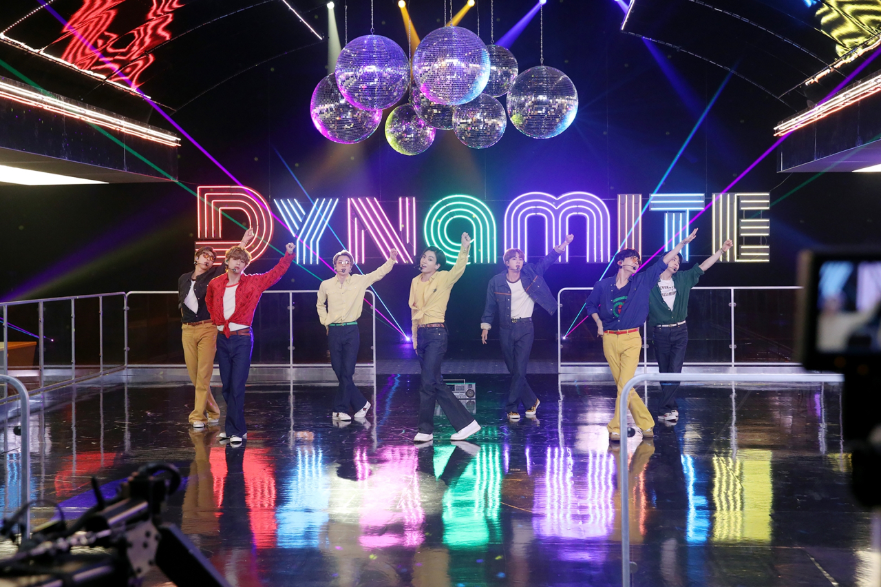 K-pop group BTS singing 'Dynamite.' (Big Hit Entertainment)