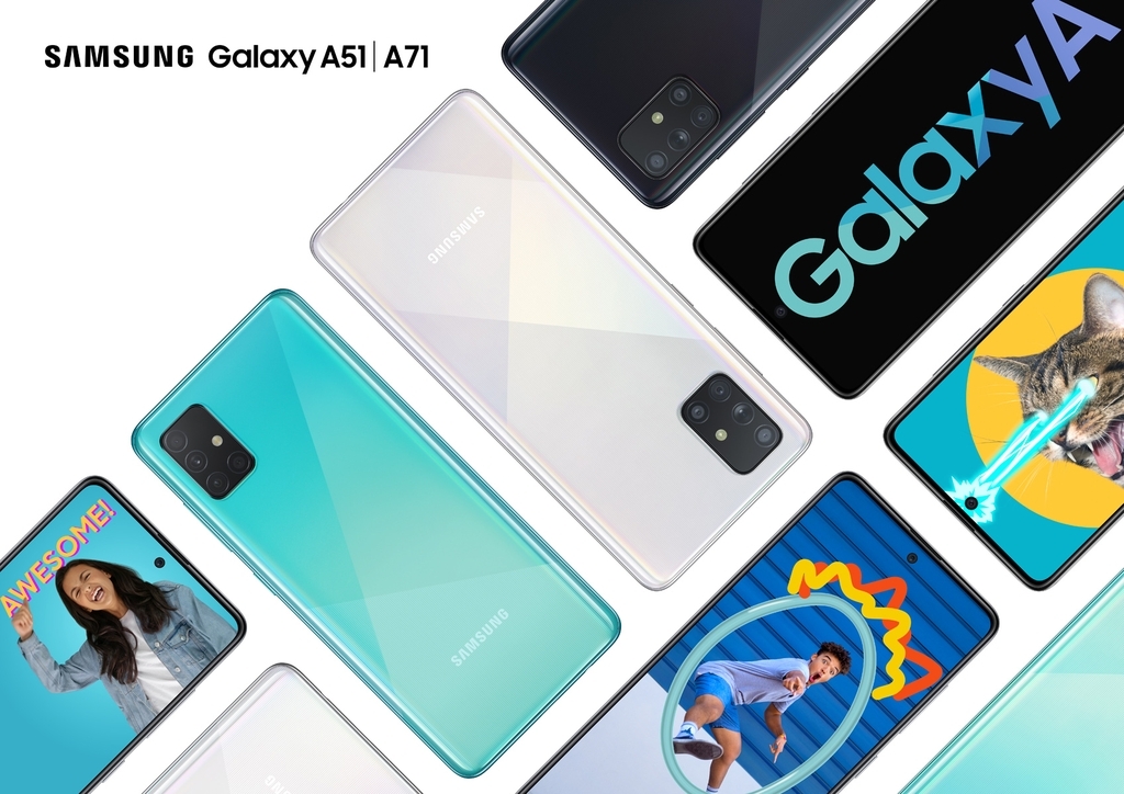 This photo provided by Samsung Electronics Co. shows the company's Galaxy A51 and A71 smartphones. (Samsung Electronics Co.)