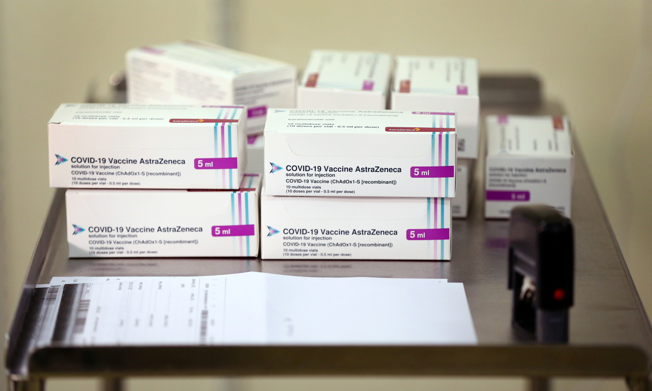 AstraZeneca vaccine, delivered to a UK hospital (Reuters-Yonhap)