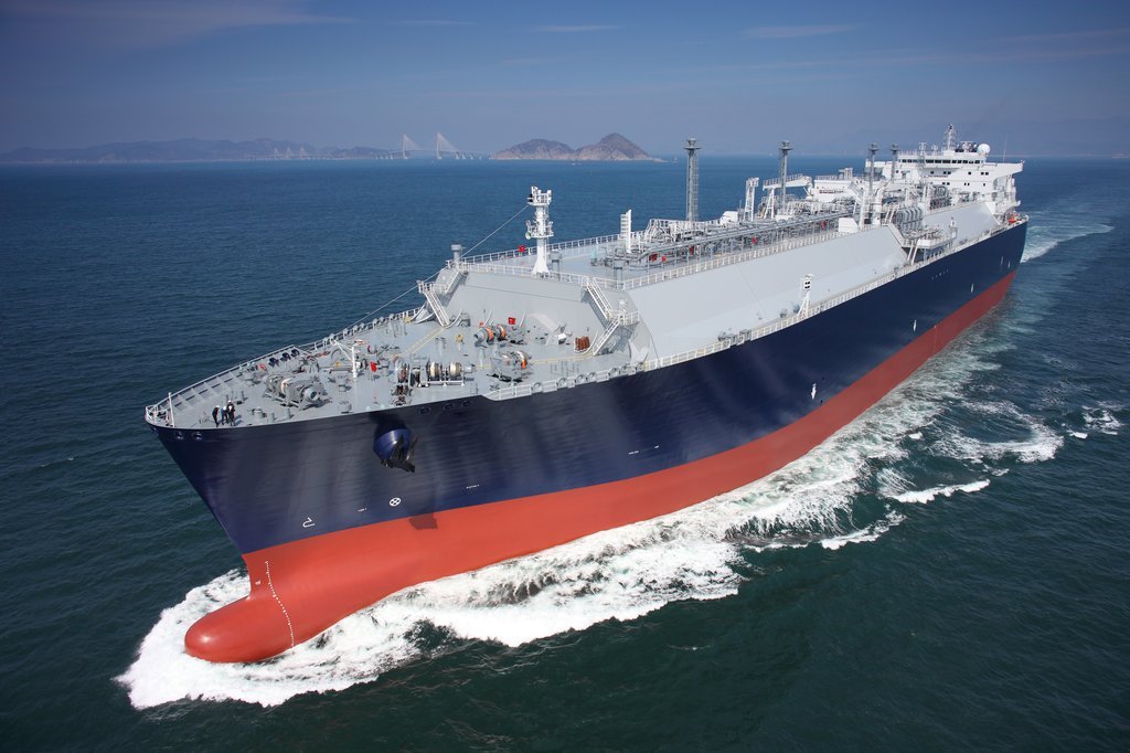 This file photo, provided by Samsung Heavy Industries Co. on Dec. 21, 2020 shows a liquefied natural gas carrier built by the shipbuilder. (Samsung Heavy Industries Co.)