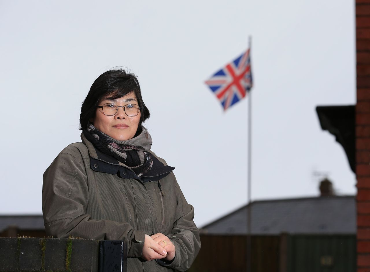 North Korean-born Jihyun Park, who fled to the UK 13 years ago and is now standing as a Conservative Party candidate for up-coming local council elections, poses for a photograph in Bury, northwest England, Saturday. (AFP-Yonhap)