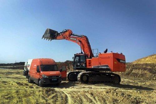 This file photo, provided by Doosan Infracore Co., a construction equipment arm of South Korea's Doosan Group, shows the company's excavator. (Doosan Infracore Co.)