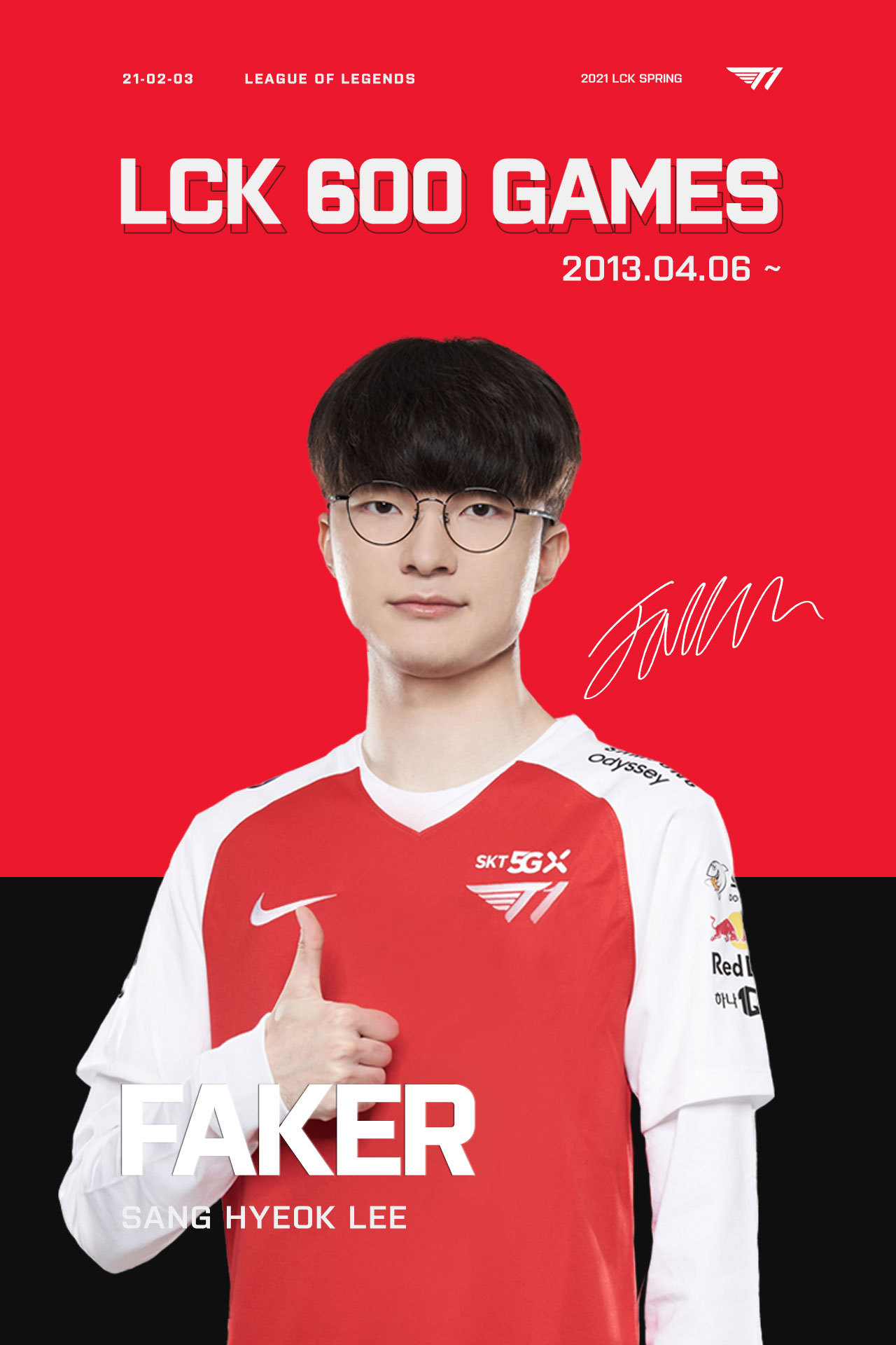 Faker plays his 600th game in the LCK on Feb. 3. (Riot Games)